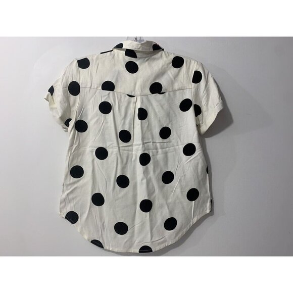 Women's XS Minnie Mouse Polka Dot Embroidered Collar Short Sleeve Blouse - Picture 8 of 13